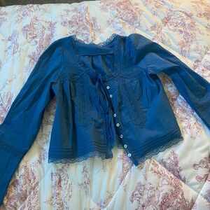 Blue fairy whimsy button down blouse